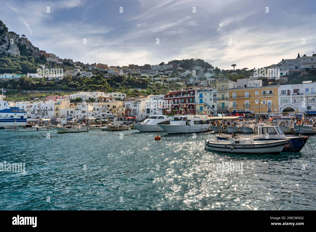Italy, Campania, the Bay of Naples, Capri island, the port of Capri Stock Photo