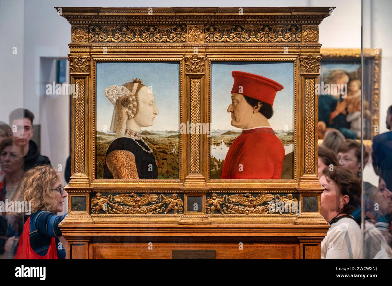 Italy, Toscane, Florence, Galleria degli Uffizi, The Diptych of Federico da Montefeltro and Battista Sforza are two oil paintings by Italian artist Piero della Francesca Stock Photo