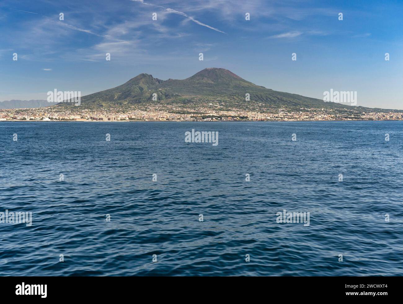 Italy, Campania, Naples, the Bay of Naples and Vesuvius in the background Stock Photo