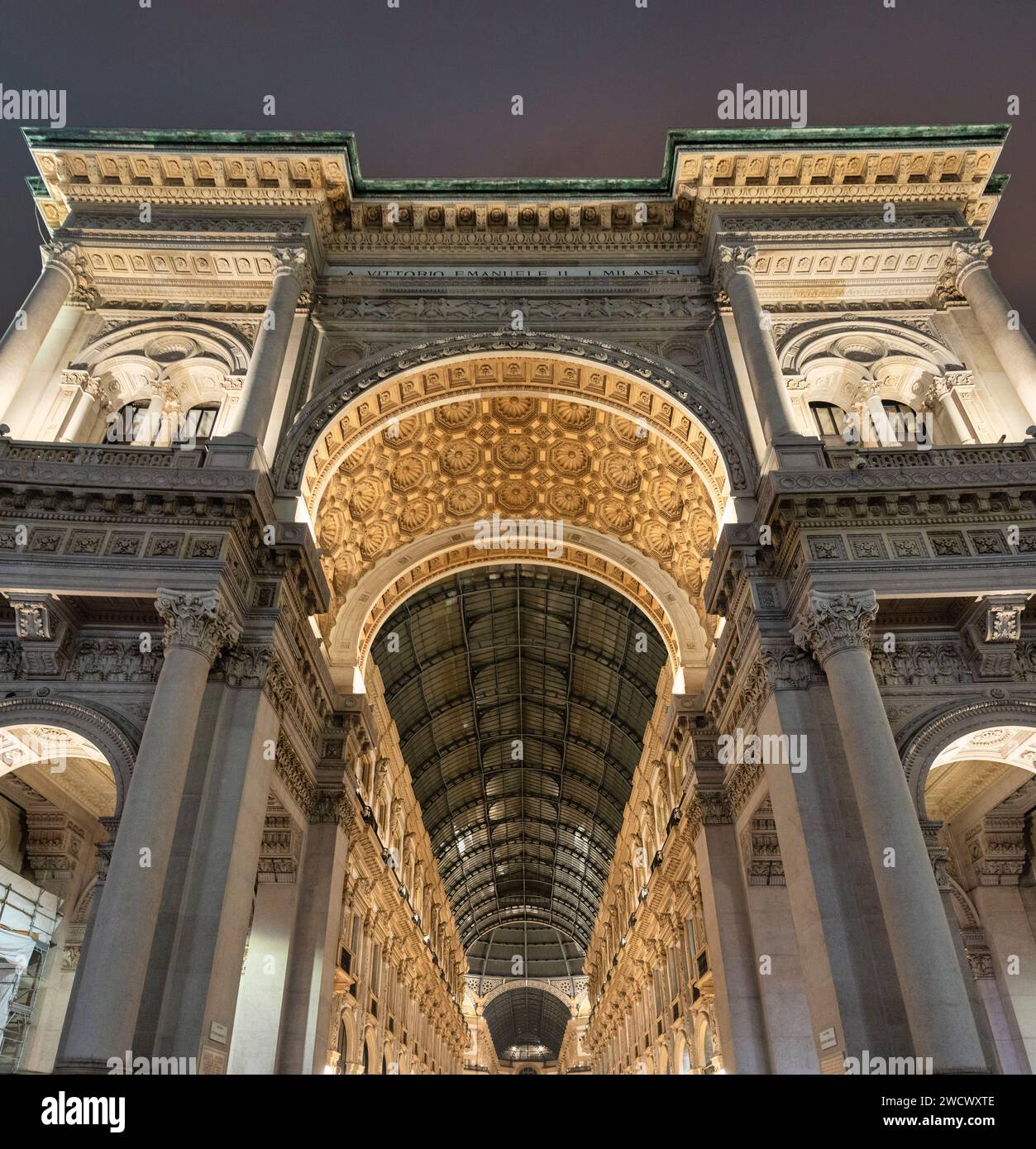 Italy, Lombardie, Milan, Dome Square, Galleria Vittorio Emanuele II prestigious historic shopping gallery in neoclassical style Stock Photo