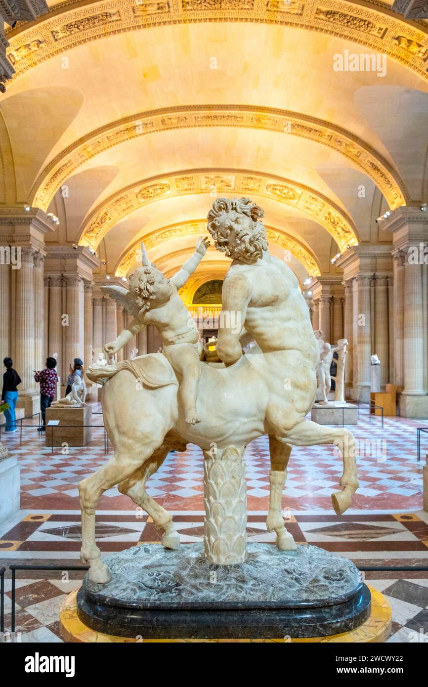 France, Paris, the Louvre museum, Greek antiquity, Centaur tormented by Eros (Cupid) Stock Photo
