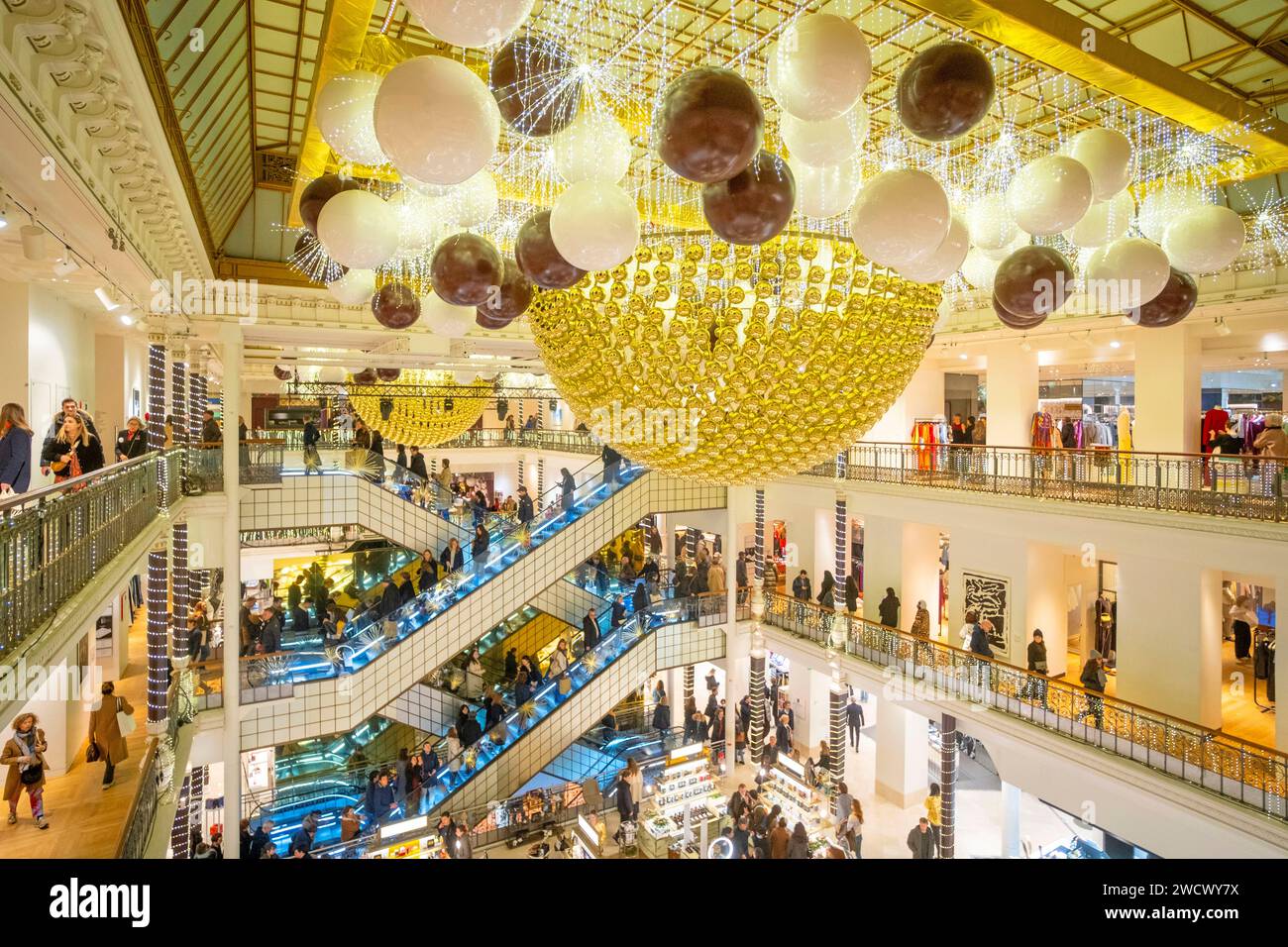 France, Paris, the Bon Marche store, during the Christmas holidays Stock Photo