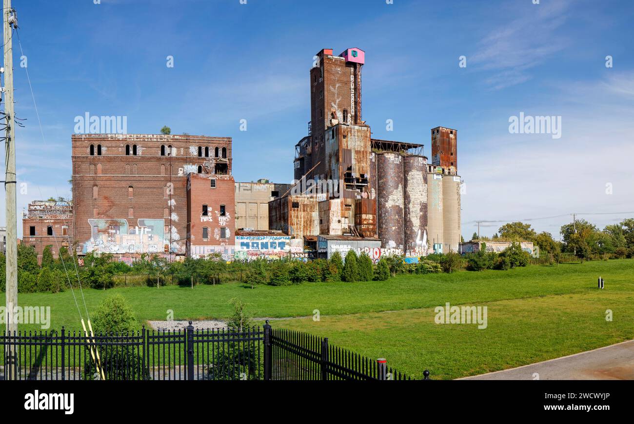 Canada, province of Quebec, Montreal, the surroundings of the Lachine Canal in the west of the city, the silos of the former Canada Malting Co factory Stock Photo