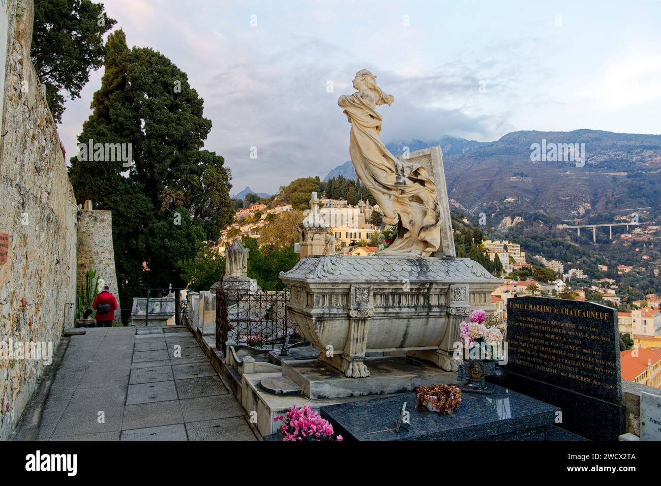 France, Alpes Maritimes, Cote d'Azur, Menton, old town, the Old Castle cemetery, marine cemetery Stock Photo