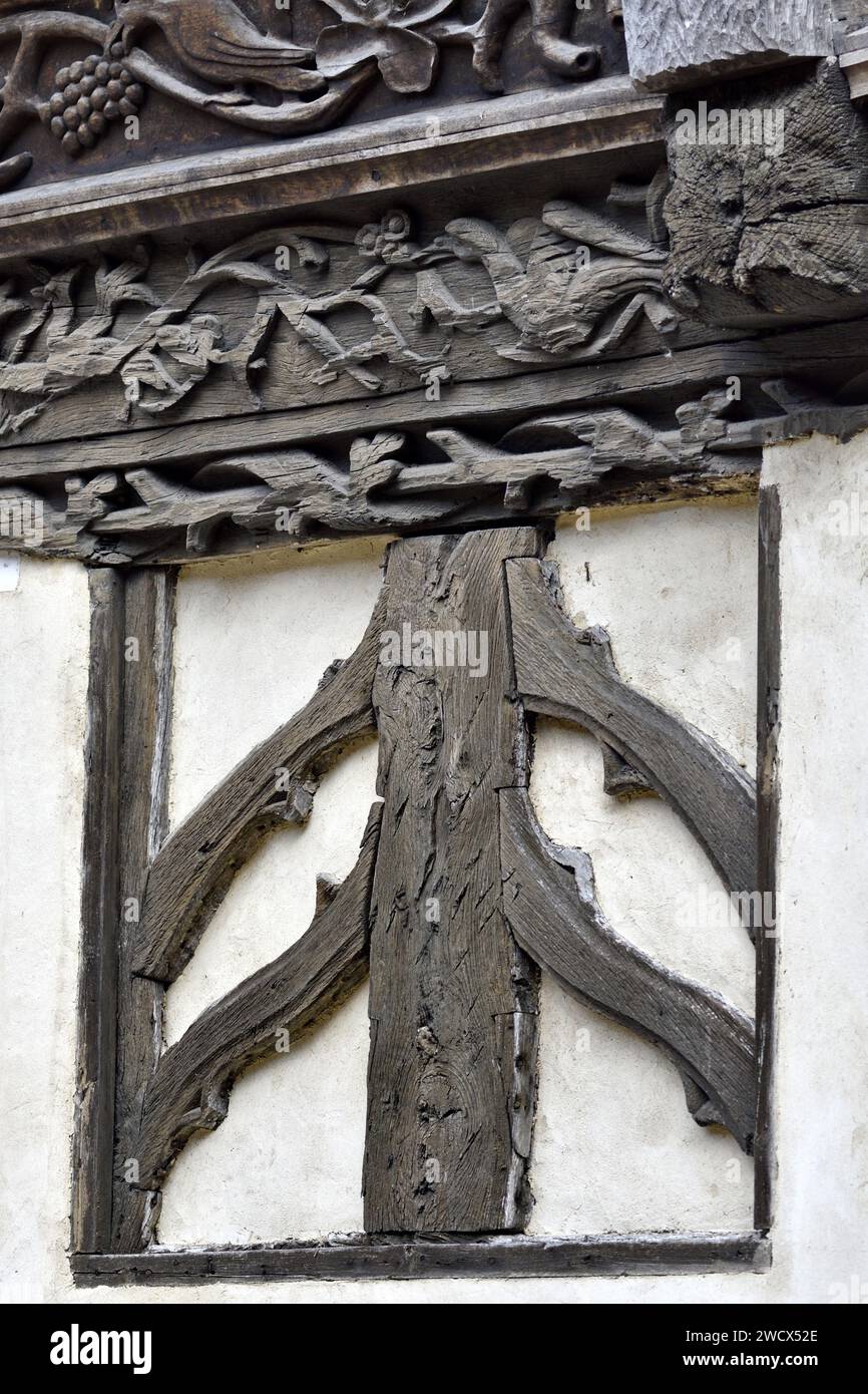 France, Somme, woodwork on a house wall in Saint Valéry sur Somme Stock Photo