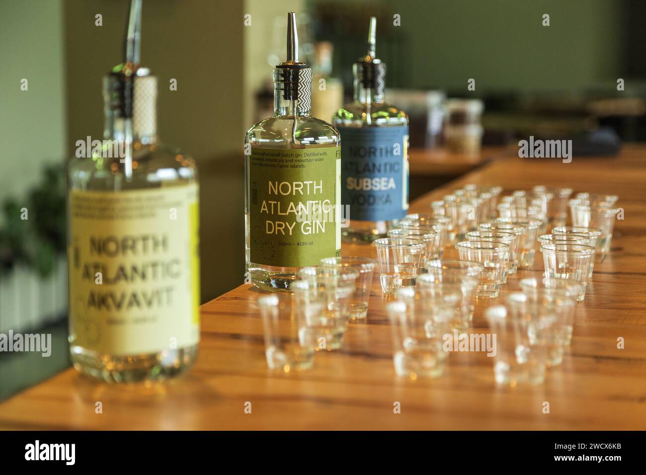 Denmark, Faroe Islands, Streymoy Island, Vestmanna, Faer Isles Distillery, alcohol distillery Stock Photo