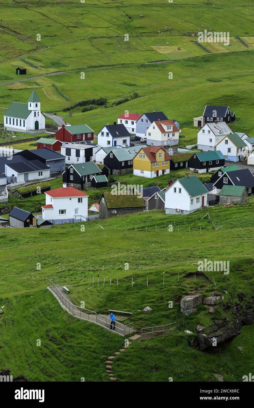 Denmark, Faroe Islands, Eysturoy island, Gjov, the village Stock Photo