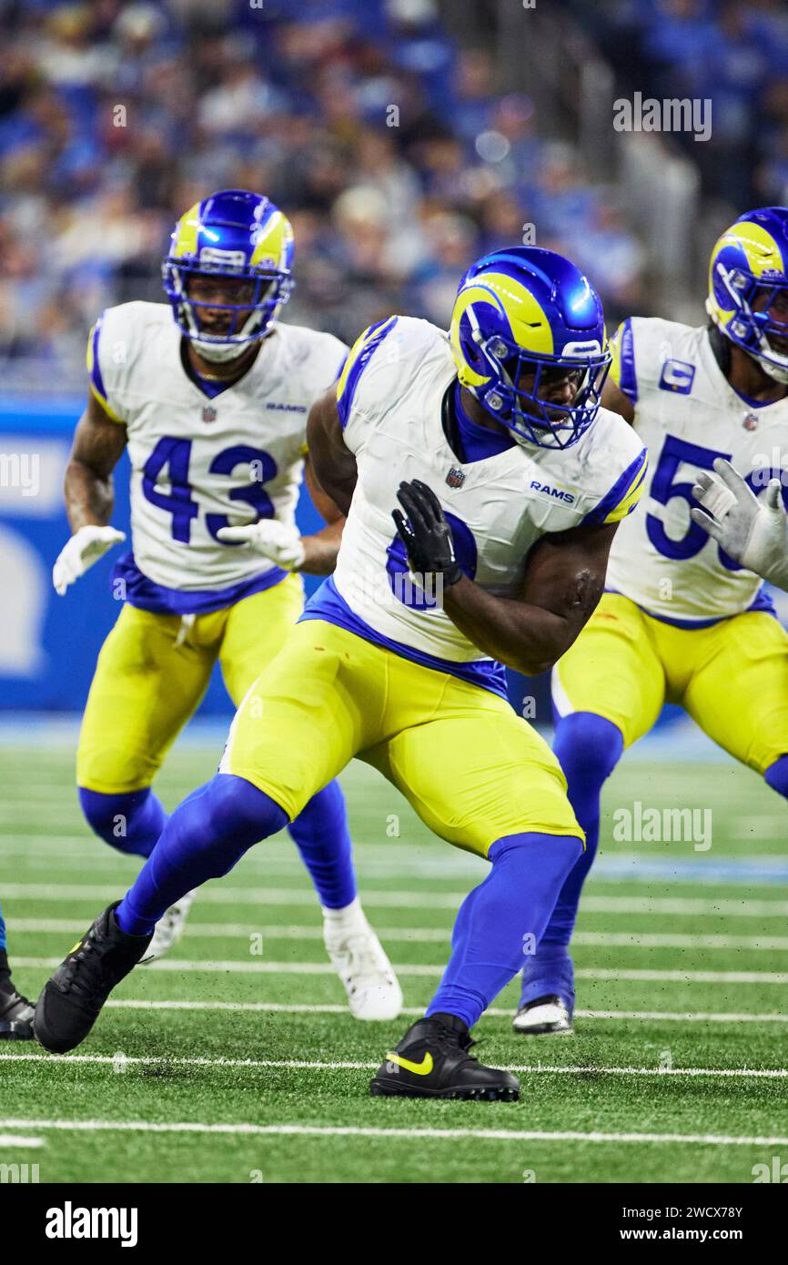 Lions Rams Td Los Angeles Rams linebacker Byron Young (0) pursues a play on defense ...