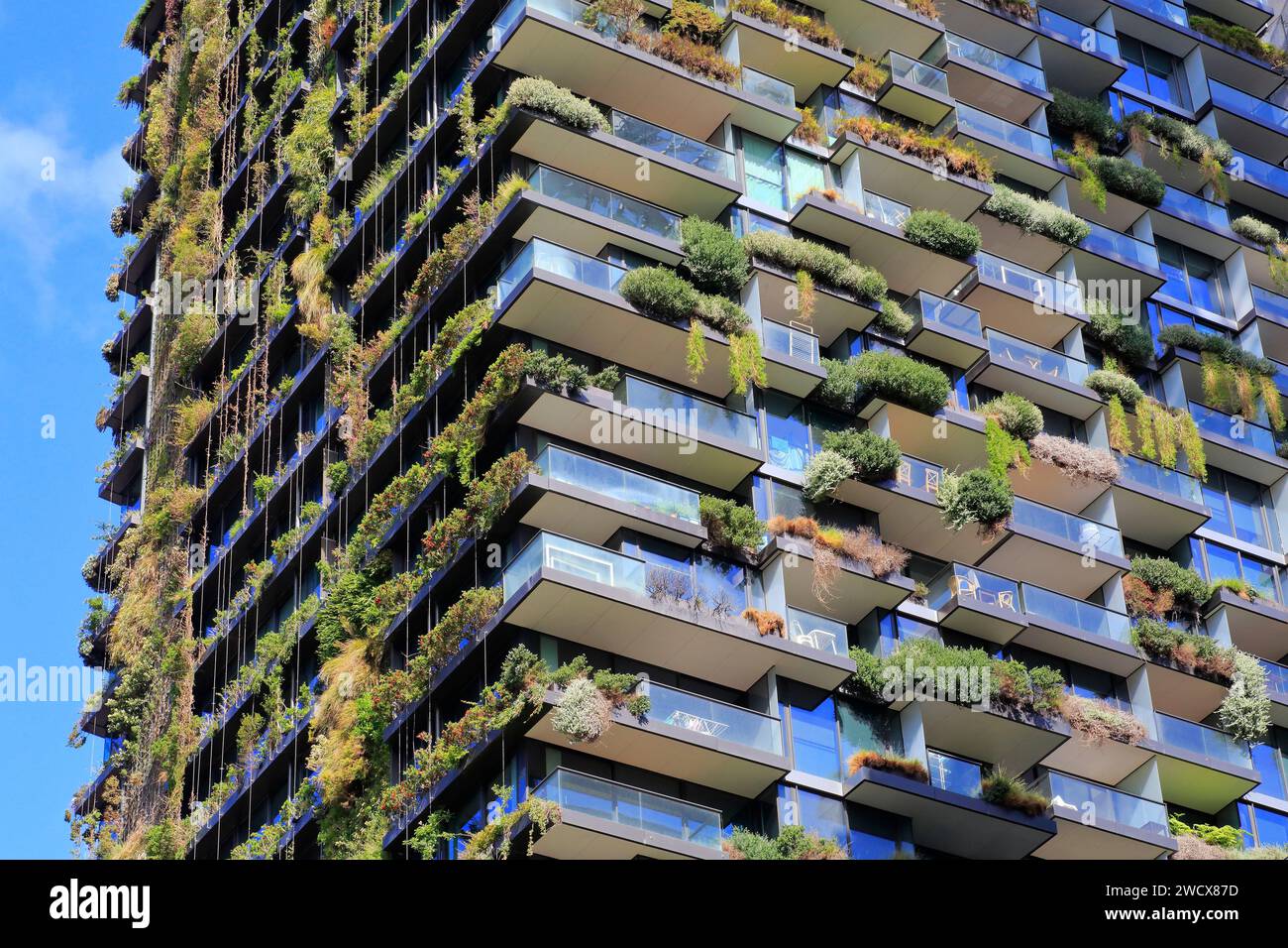 Australia, New South Wales, Sydney, Chippendale district, One Central Park, building with vertical hanging gardens designed by architects Jean Nouvel and Foster + Partners Stock Photo