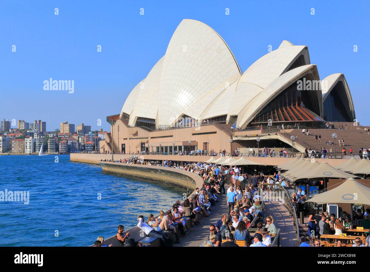 Australia, New South Wales, Sydney, Bennelong Point, Opera House (Sydney Opera House) designed by Dane Jørn Utzon and inaugurated in 1973 Stock Photo