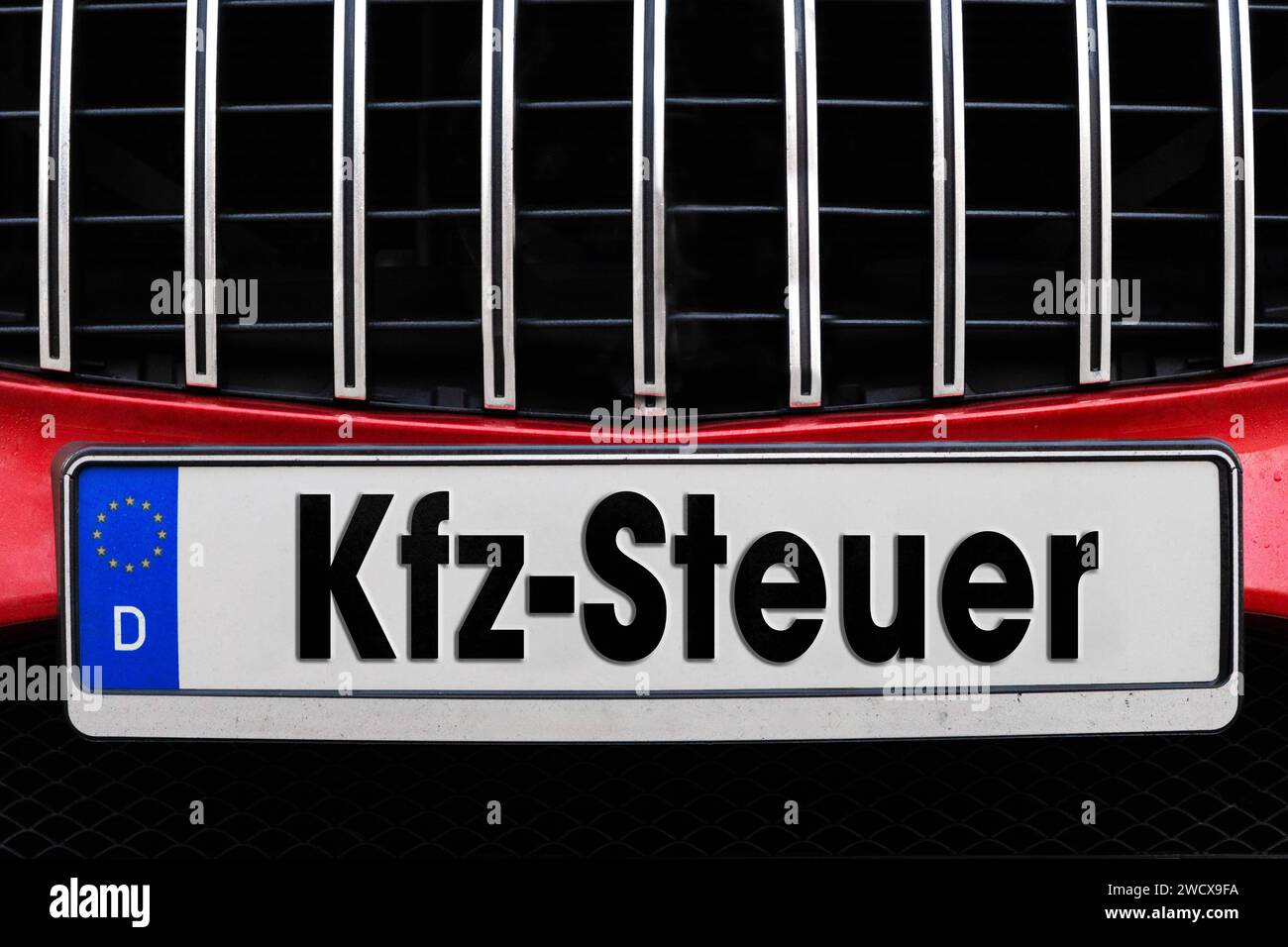 17 January 2024: Vehicle tax lettering on a license plate PHOTOMONTAGE *** Kfz-Steuer Schriftzug auf einem Kfz-Nummernschild FOTOMONTAGE Stock Photo