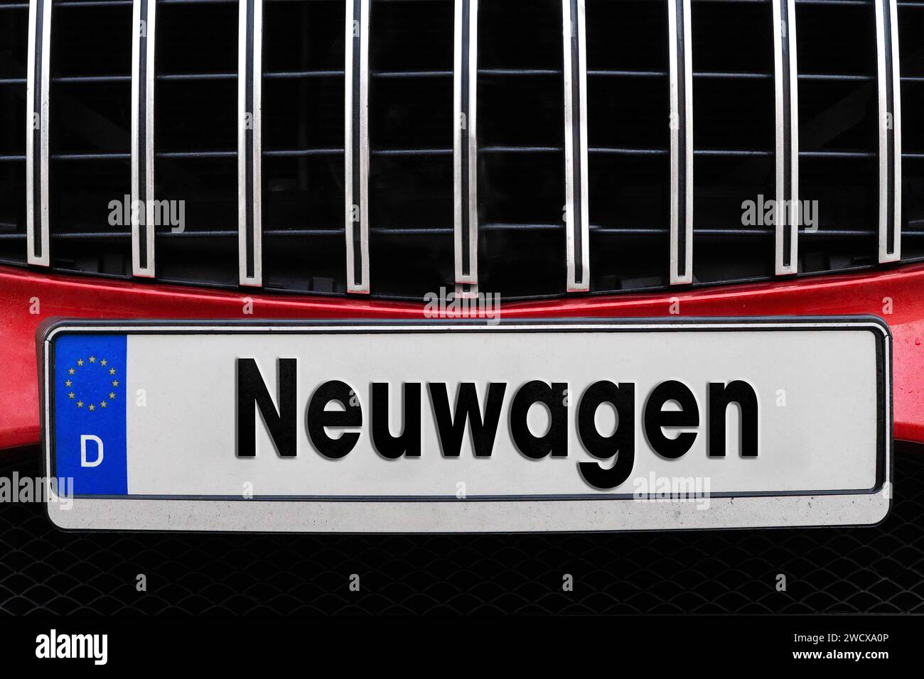 17 January 2024: New car lettering on a license plate FOTOMONTAGE *** Neuwagen Schriftzug auf einem Kfz-Nummernschild FOTOMONTAGE Stock Photo