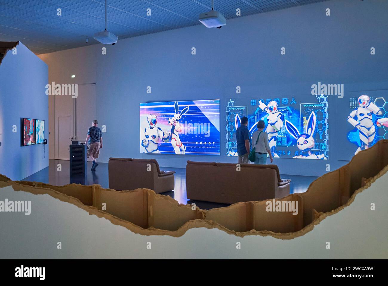 France, Moselle, Metz, Center Pompidou Metz, Worldbuilding exhibition, Video Games and Art in the Digital Age Stock Photo