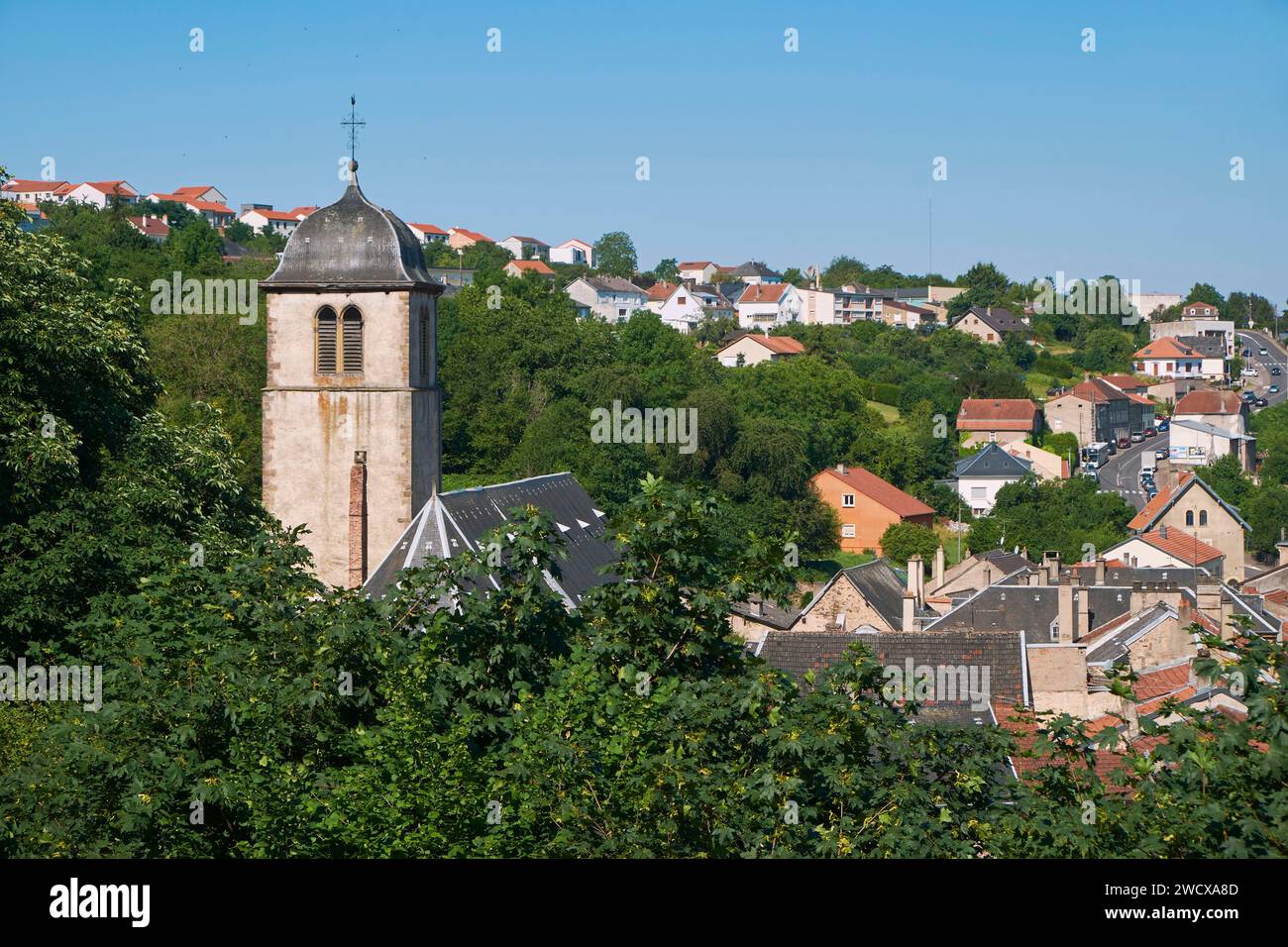 France, Moselle, Land of three borders, Sierck les Bains, the Parish Church of the Nativity Stock Photo