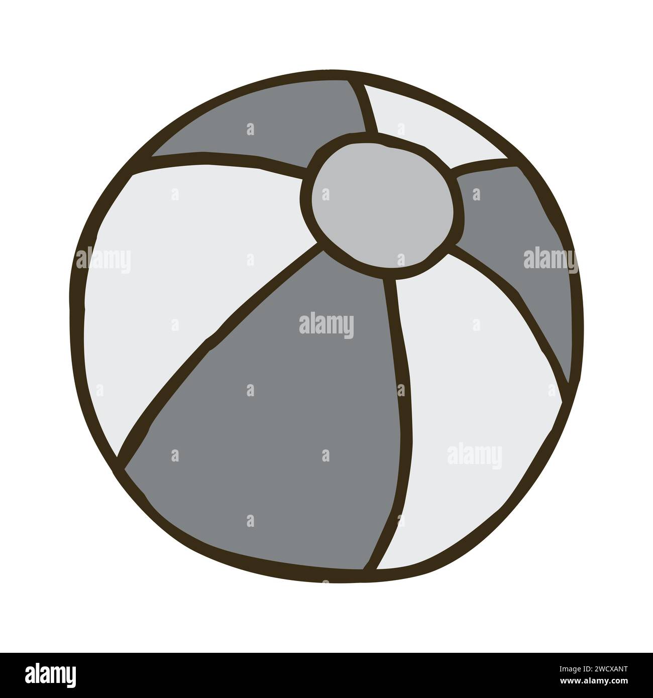 Doodle beach ball. Hand drawn beach toy symbol isolated on white ...