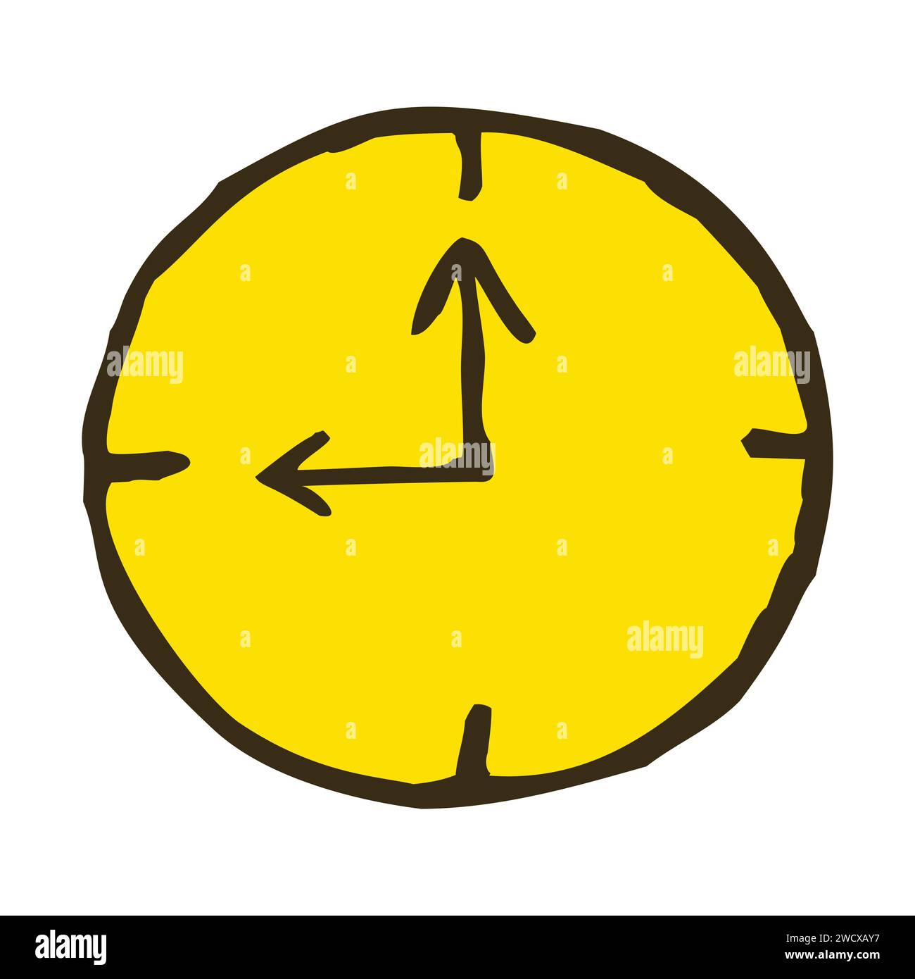 Doodle colorful wall clock icon hand drawn with thin line in minimalistic style Stock Vector
