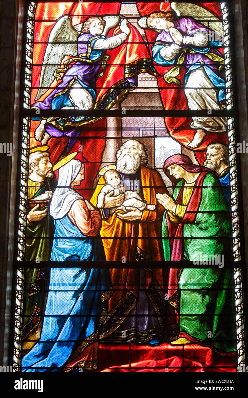 France, Meurthe et Moselle, Nancy, stained glass window of the