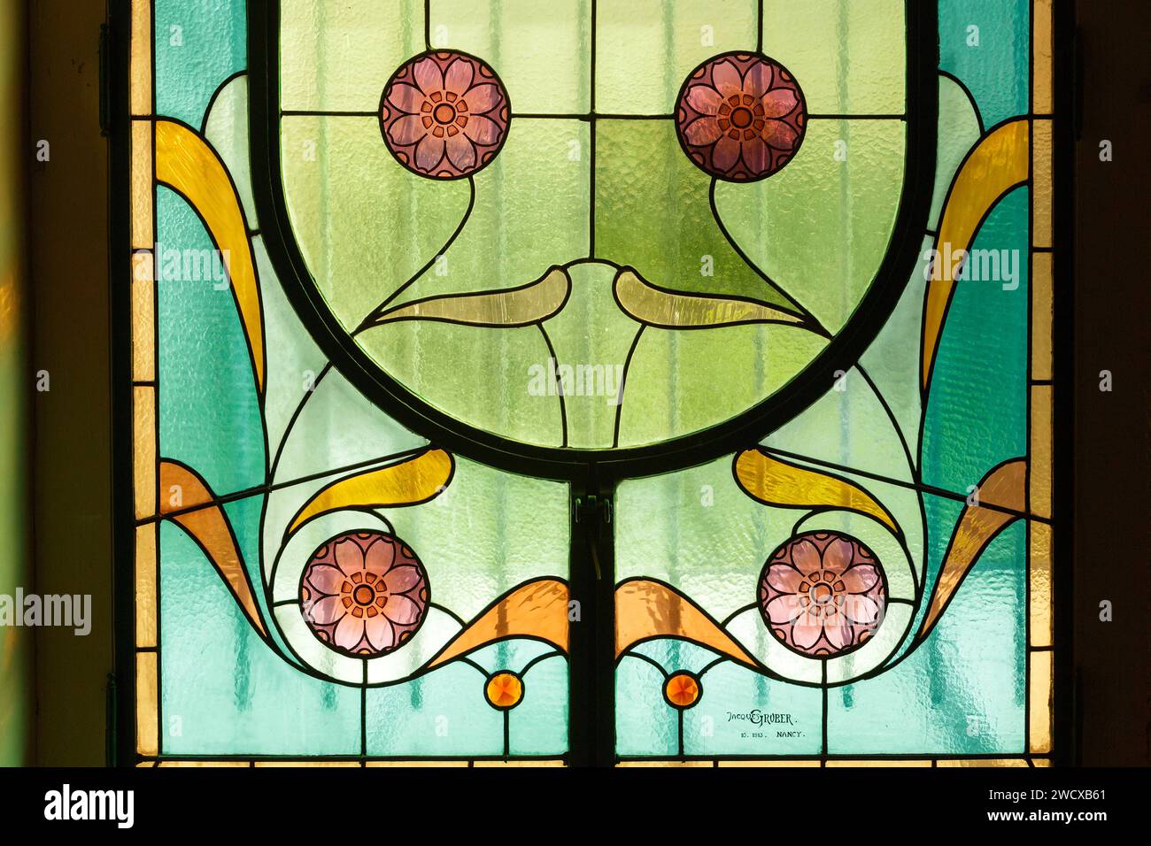 France, Meurthe et Moselle, Nancy, detail of a stained glass