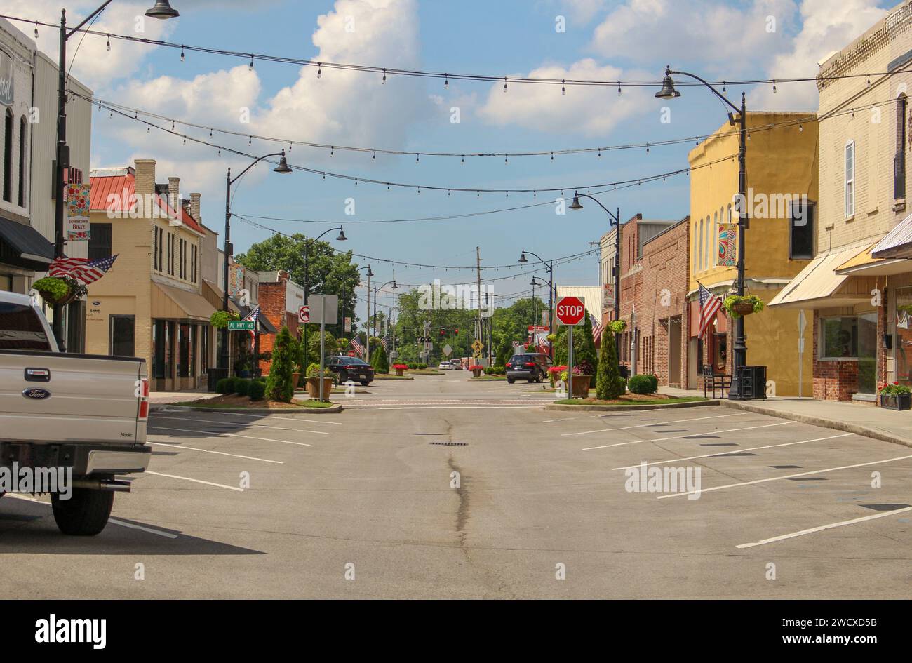 Middle of the Street in Downtown Boaz, AL Stock Photo