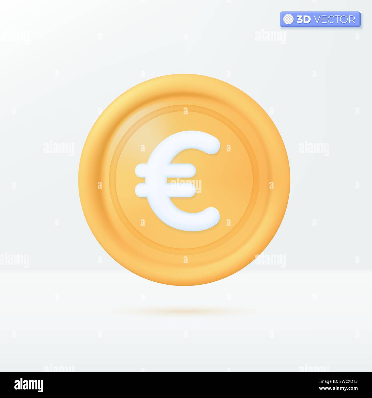 3d realistic euro gold coin icon symbol. Money cash, currency sign, investment,  profit or gain, treasure, finance or casino concept. 3D vector isolat Stock Vector