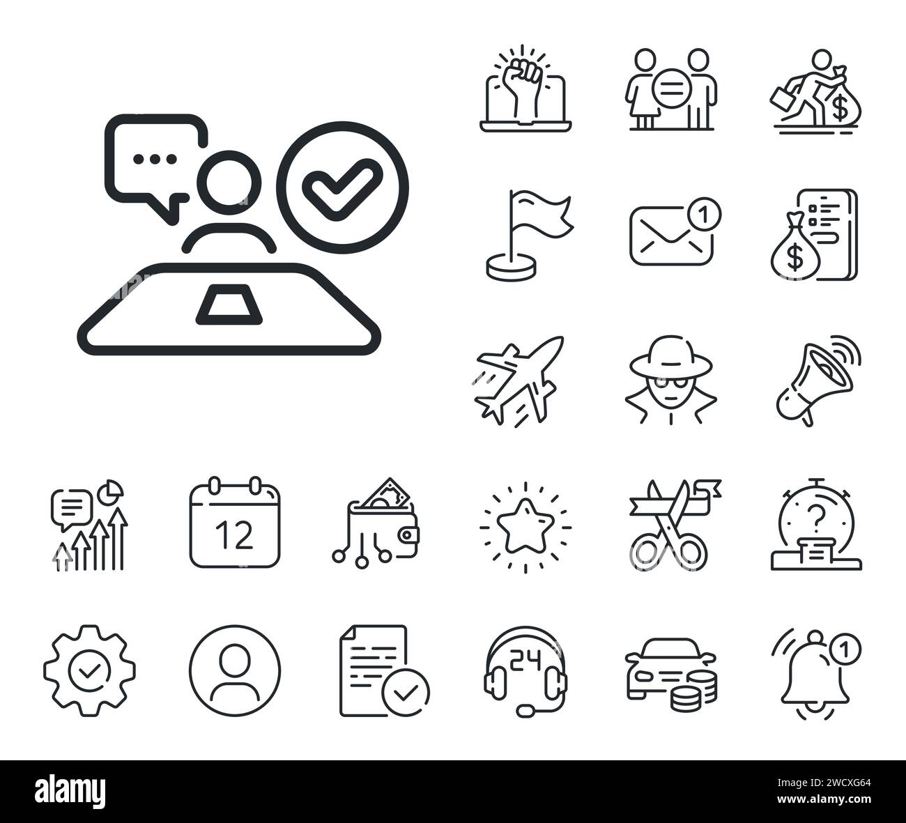 Approved interview line icon. Accepted employee sign. Salaryman, gender