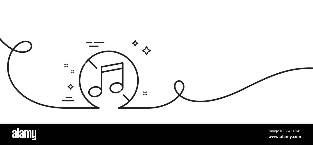 No music line icon. Musical note sign. Continuous line with curl