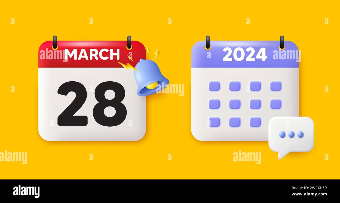 28th day of the month icon. Event schedule date. Calendar date 3d icon