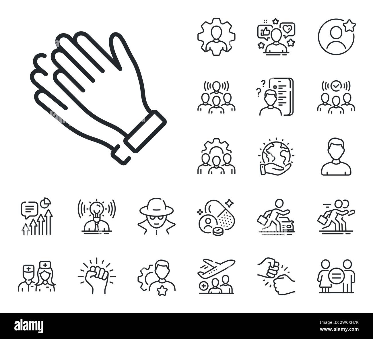 Clapping hands line icon. Clap sign. Specialist, doctor and job competition. Vector Stock Vector