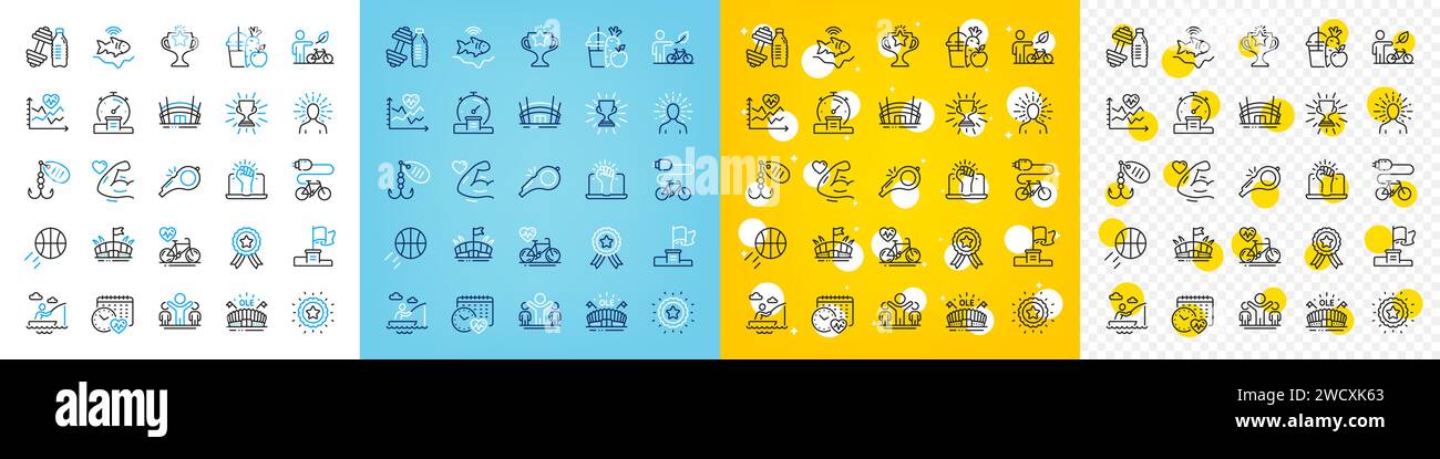 Vector icons set of Eco bike, Electric bike and Yoga line icons. For ...