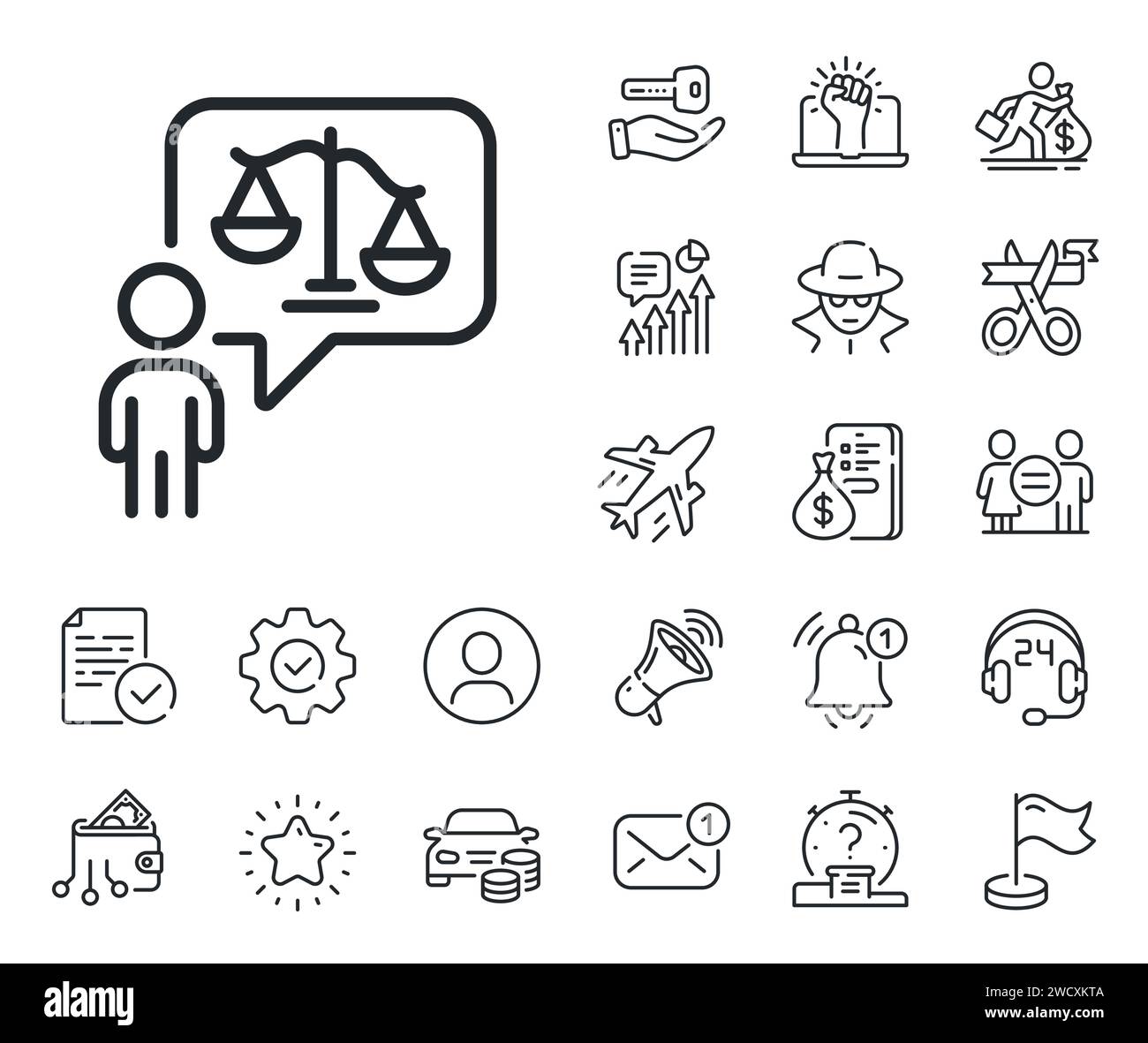 Lawyer line icon. Court judge sign. Salaryman, gender equality and