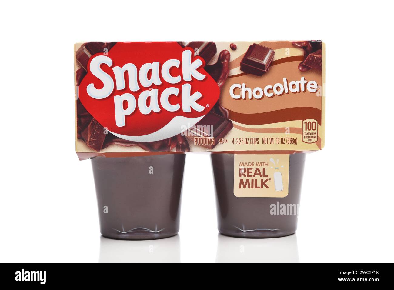 IRVINE, CALIFORNIA - 15 JAN 2024: A package of Snack Pack Chocolate Pudding cups. Stock Photo