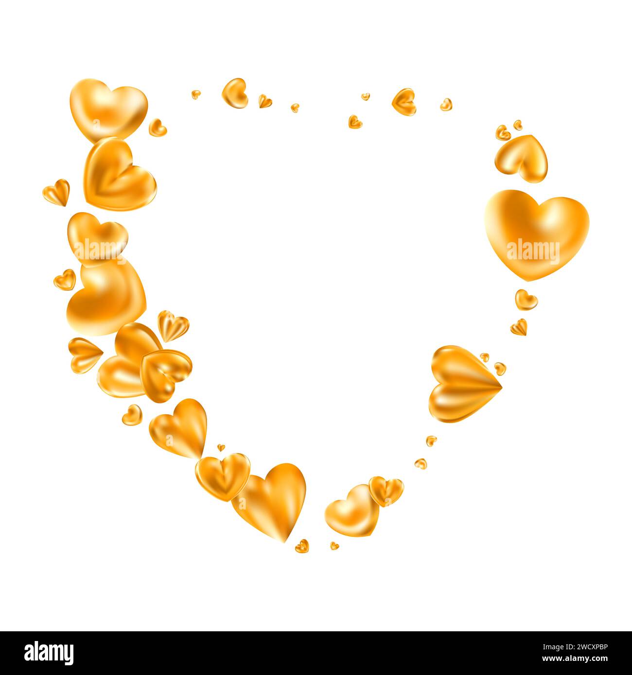 Golden realistic heart frame isolated on white background Stock Vector ...