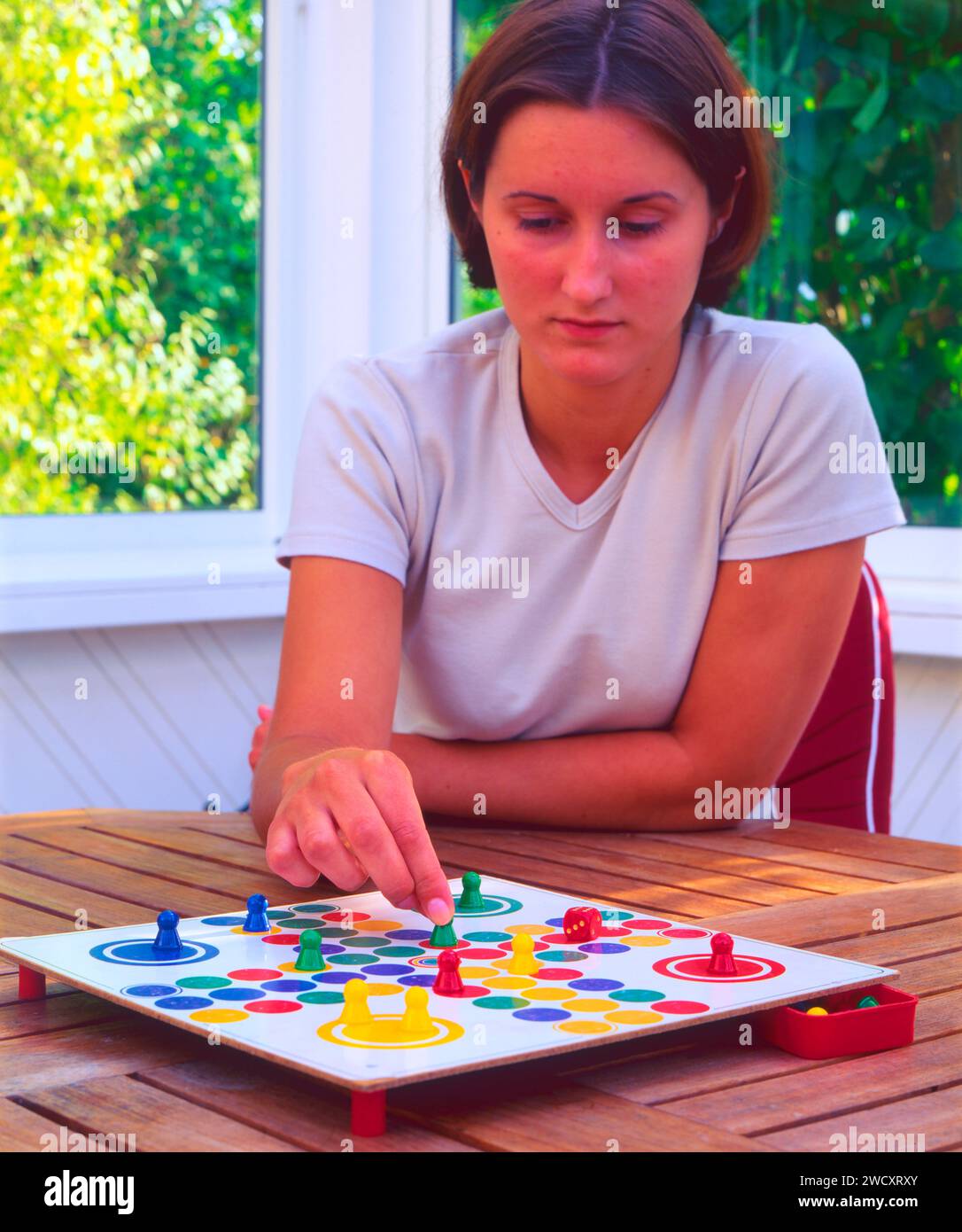 Young woman playing Fia Stock Photo