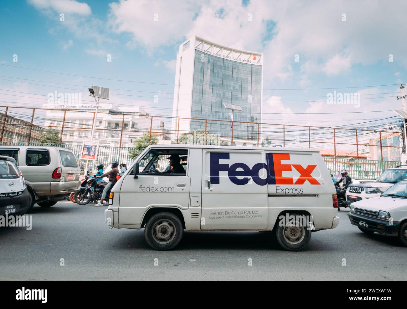 Kathmandu, Nepal - October 5, 2023: White FedEX van with a company logo ...