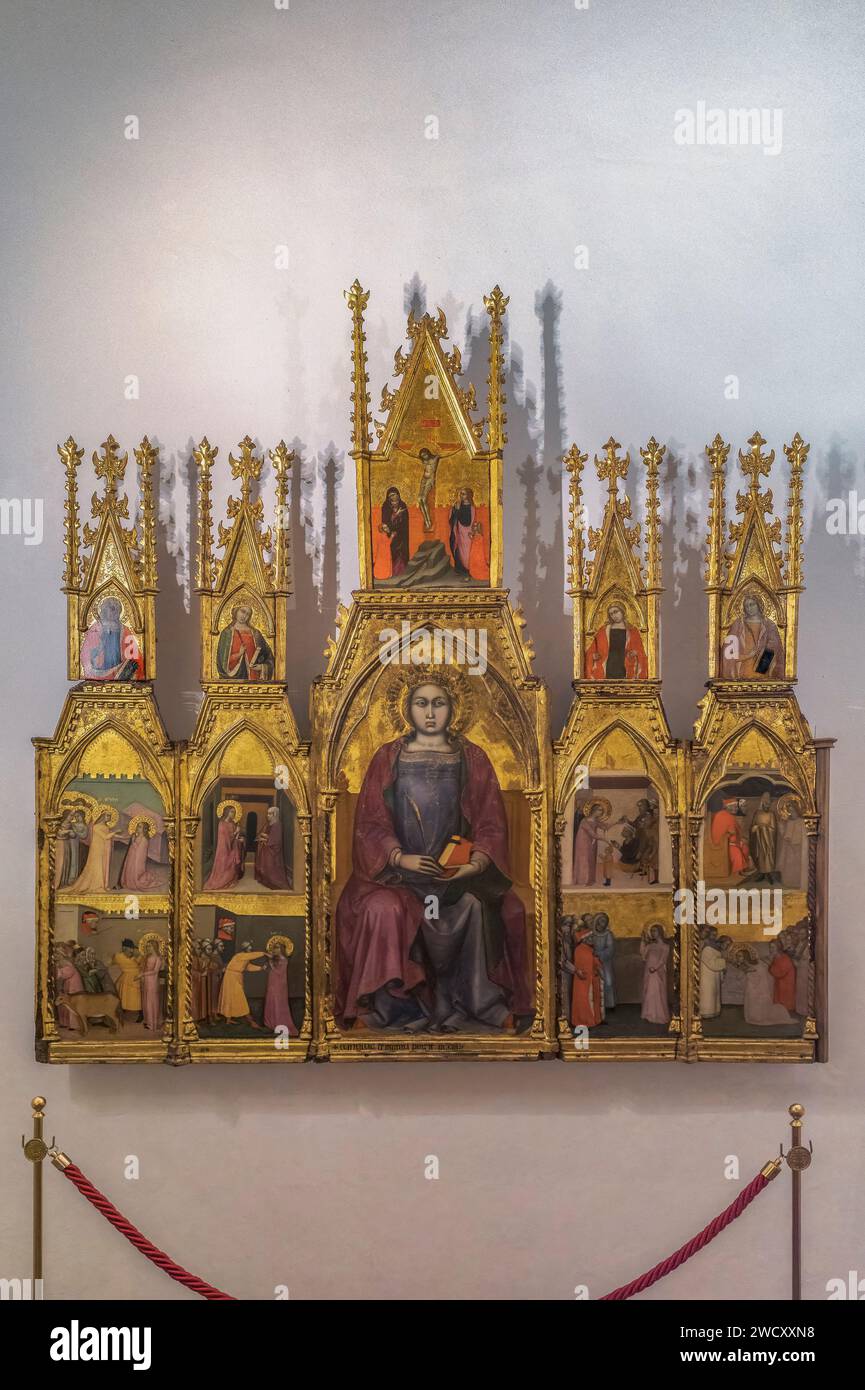 Biographical Gothic altarpiece of Saint Lucia, by Barnabas of Modena. 14th century. Diocesan Museum in the cathedral of the city of Murcia, Spain. Stock Photo