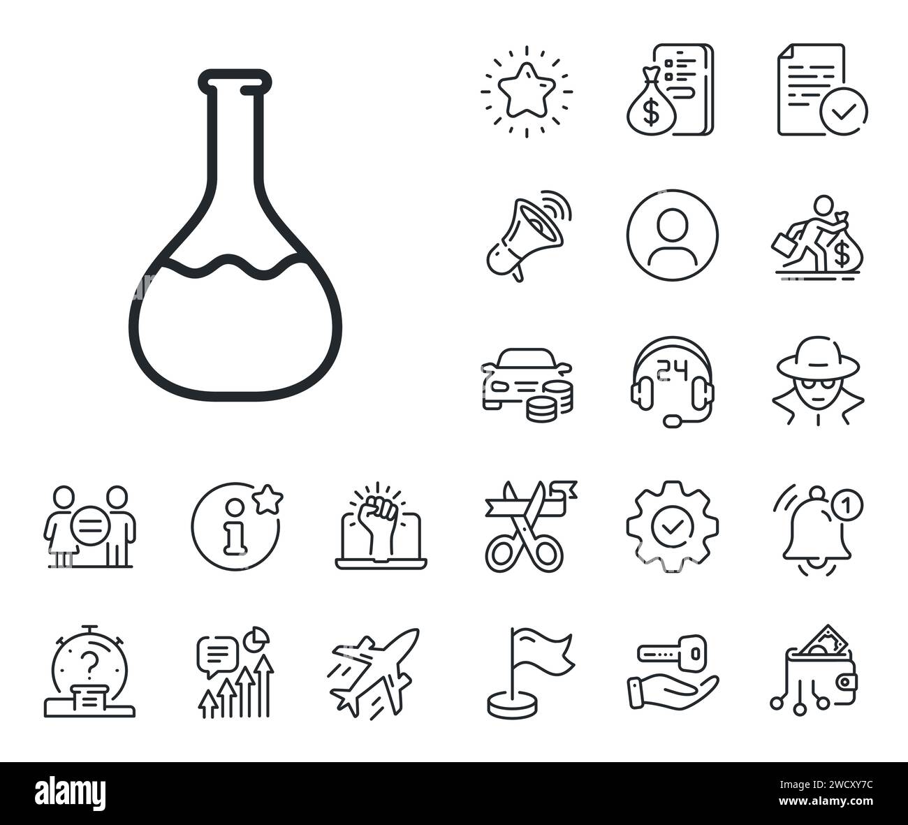 Chemistry lab line icon. Laboratory flask sign. Analysis. Salaryman