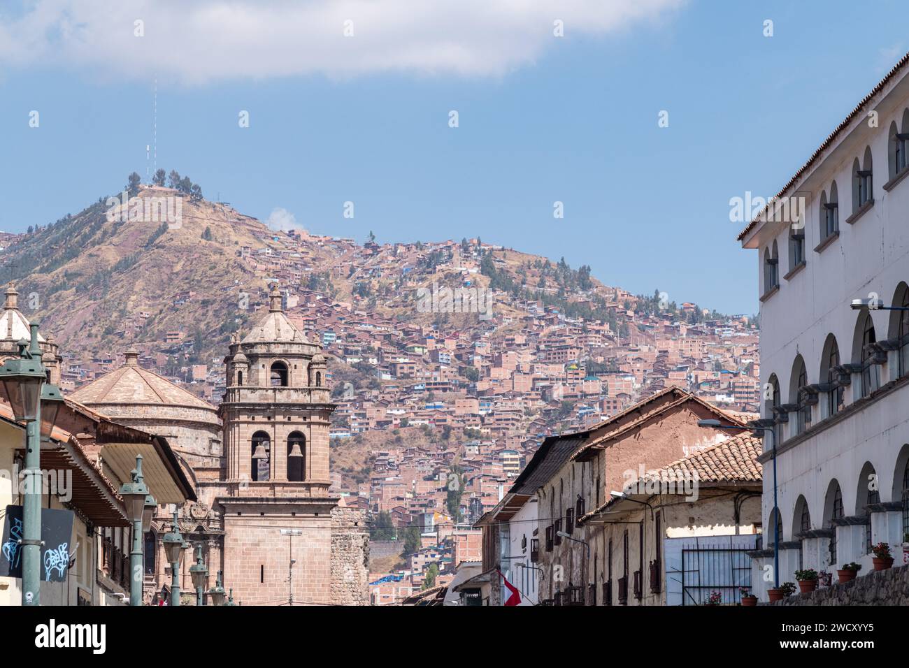A view of the surrounding mountains in Cusco in Peru Stock Photo