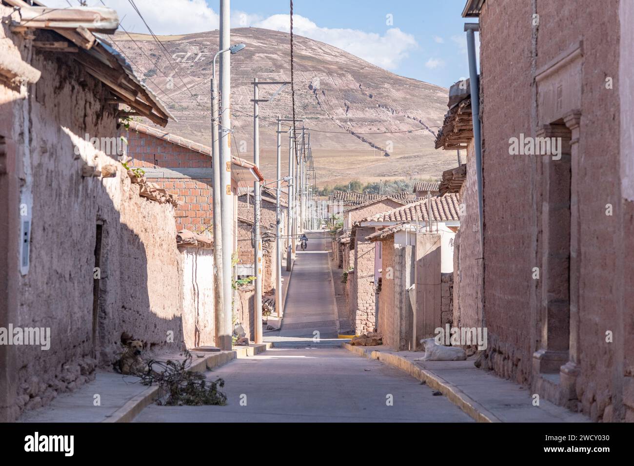 A street / road in Maras village in Peru Stock Photo