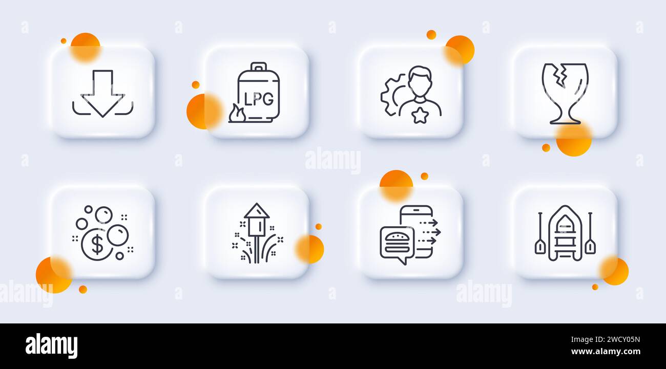 Gas cylinder, Fireworks and Download line icons pack. For web app. 3d ...