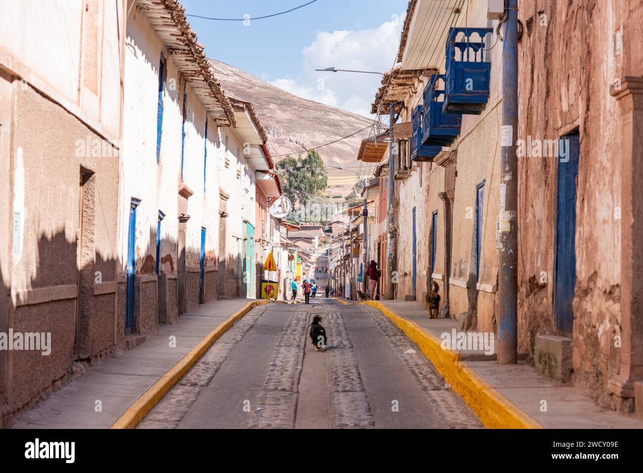 A street / road in Maras village in Peru Stock Photo