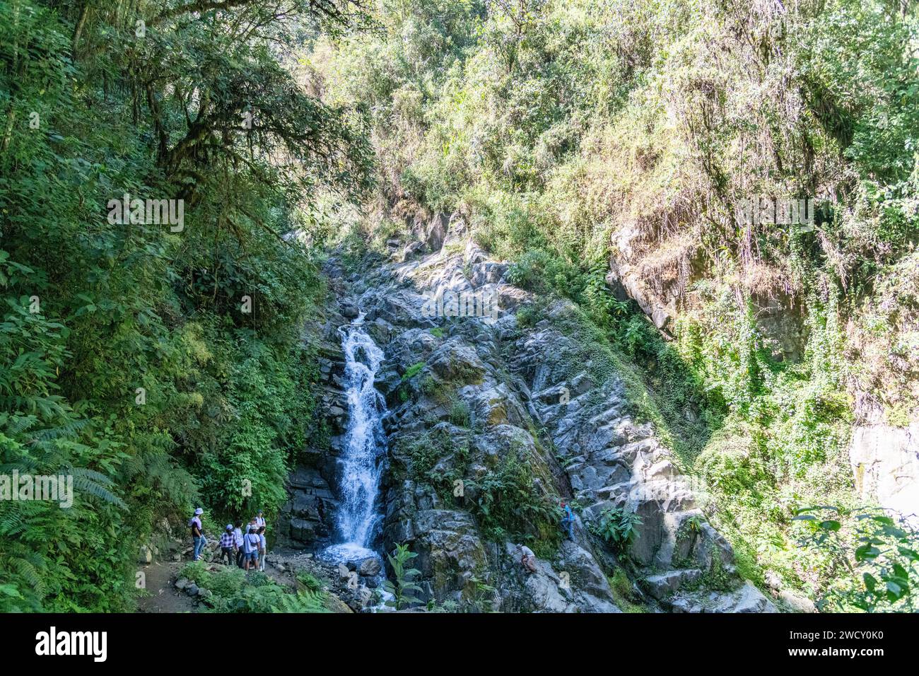 A waterfall near Aguas Calientes in Peru Stock Photo