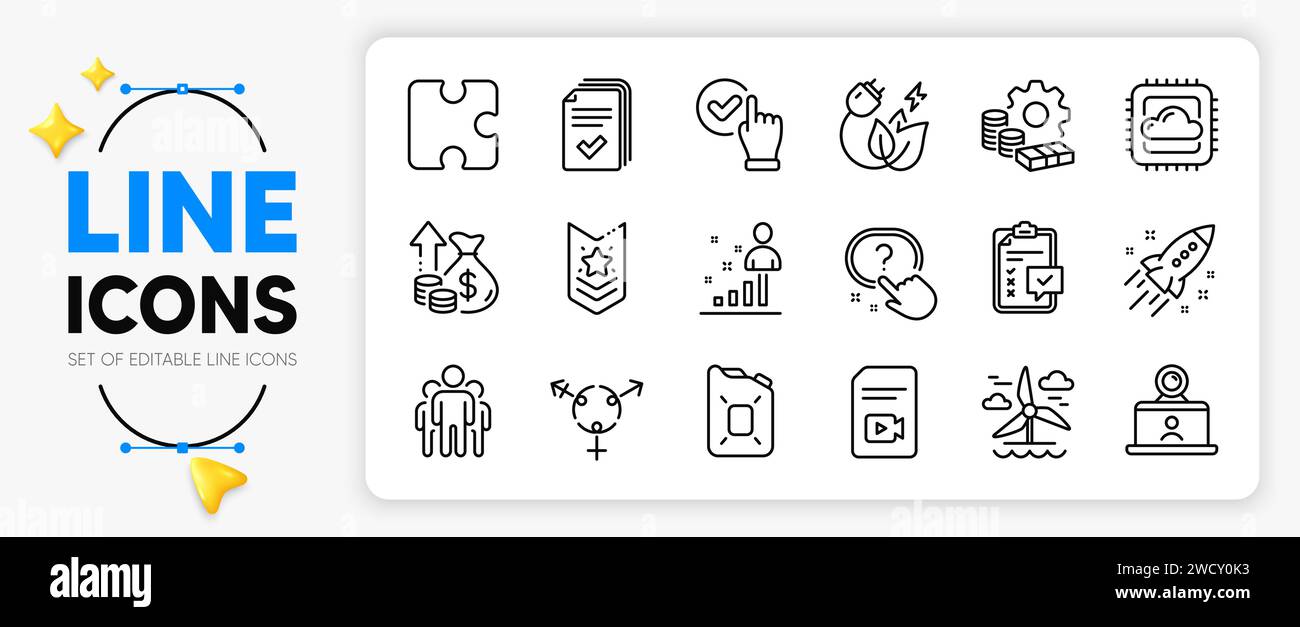 Handout, Puzzle and Checkbox line icons. For web app. Vector Stock ...