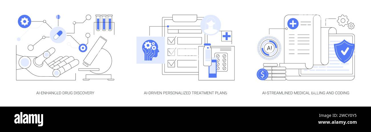 Artificial Intelligence in Healthcare abstract concept vector illustrations. Stock Vector