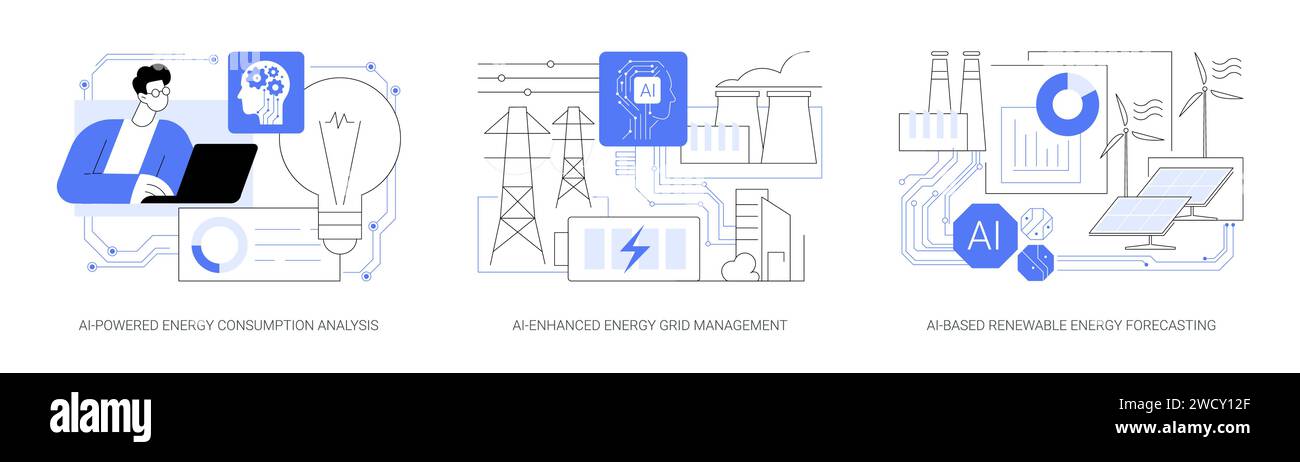 AI in Energy production and use abstract concept vector illustrations ...