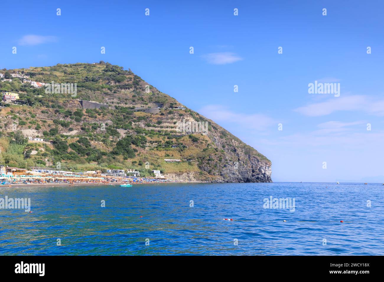 Ischia Island in Italy: panoramic view of Maronti Beach. Stock Photo