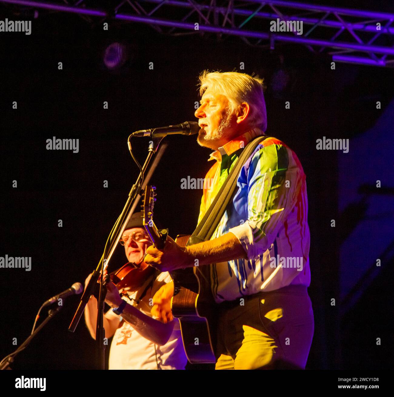 Fairport Convention on stage at the Sidmouth Folk Festival week, 2018 Stock Photo