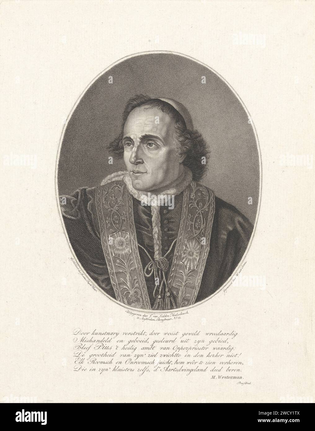 Portrait of Pope Pius VII, Willem van Senus, after Jean Baptiste
