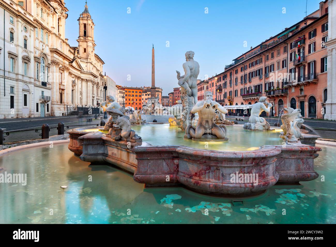 Piazza Navona in Rome, Italy at dawn. Stock Photo