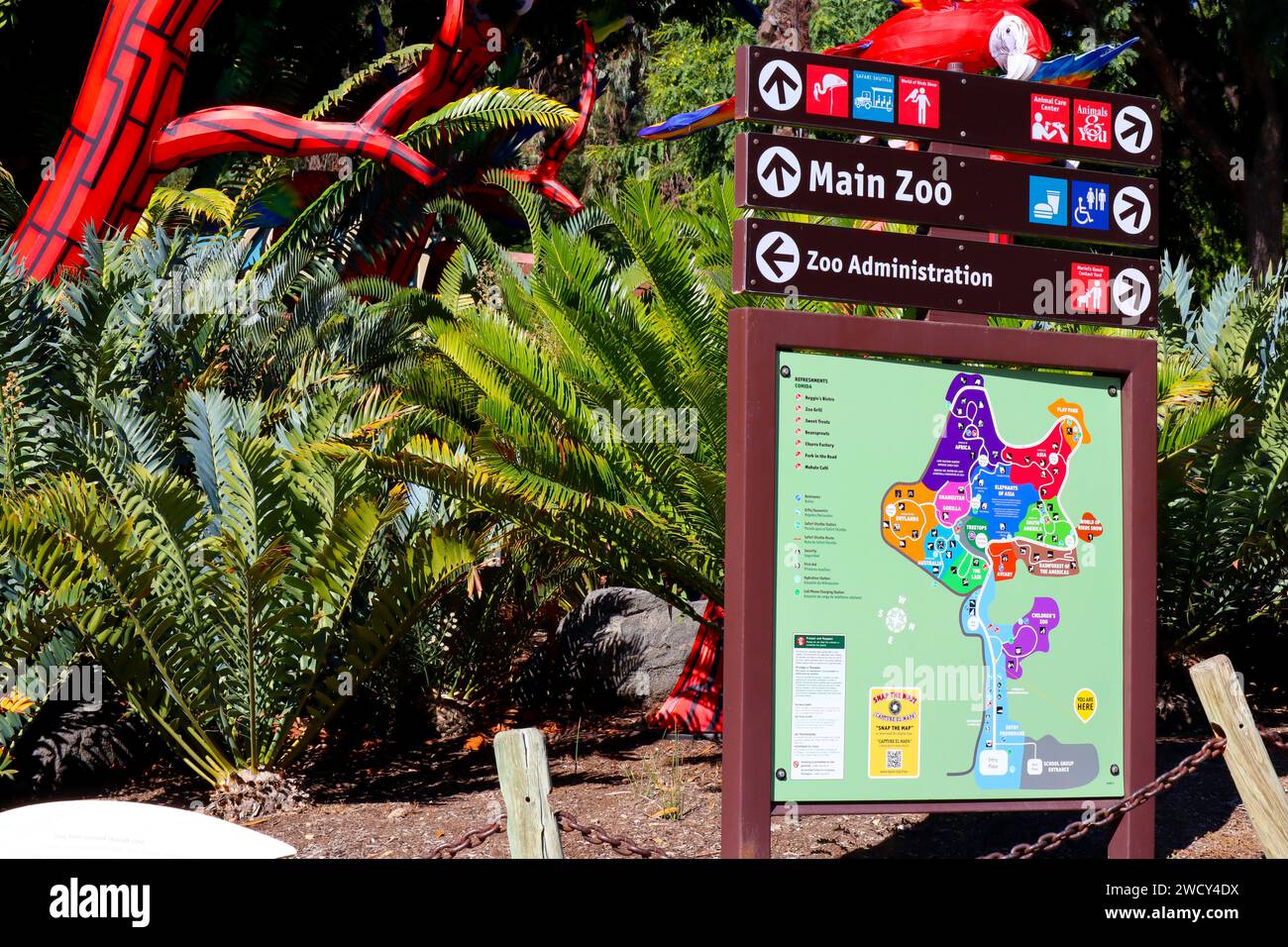 Los Angeles, California: Detail of the Los Angeles Zoo and Botanical Gardens at 5333 Zoo Dr, Los Angeles Stock Photo