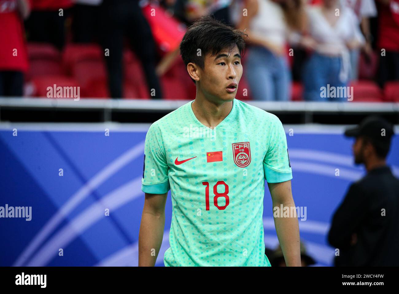 Doha, Qatar, 17th January 2024, AFC Asian Cup 2023 Group A - China 0:0 Lebanon: Captain Zhang Lin Peng unable to guide China to victory but suffers another goalless draw at the tournament Stock Photo